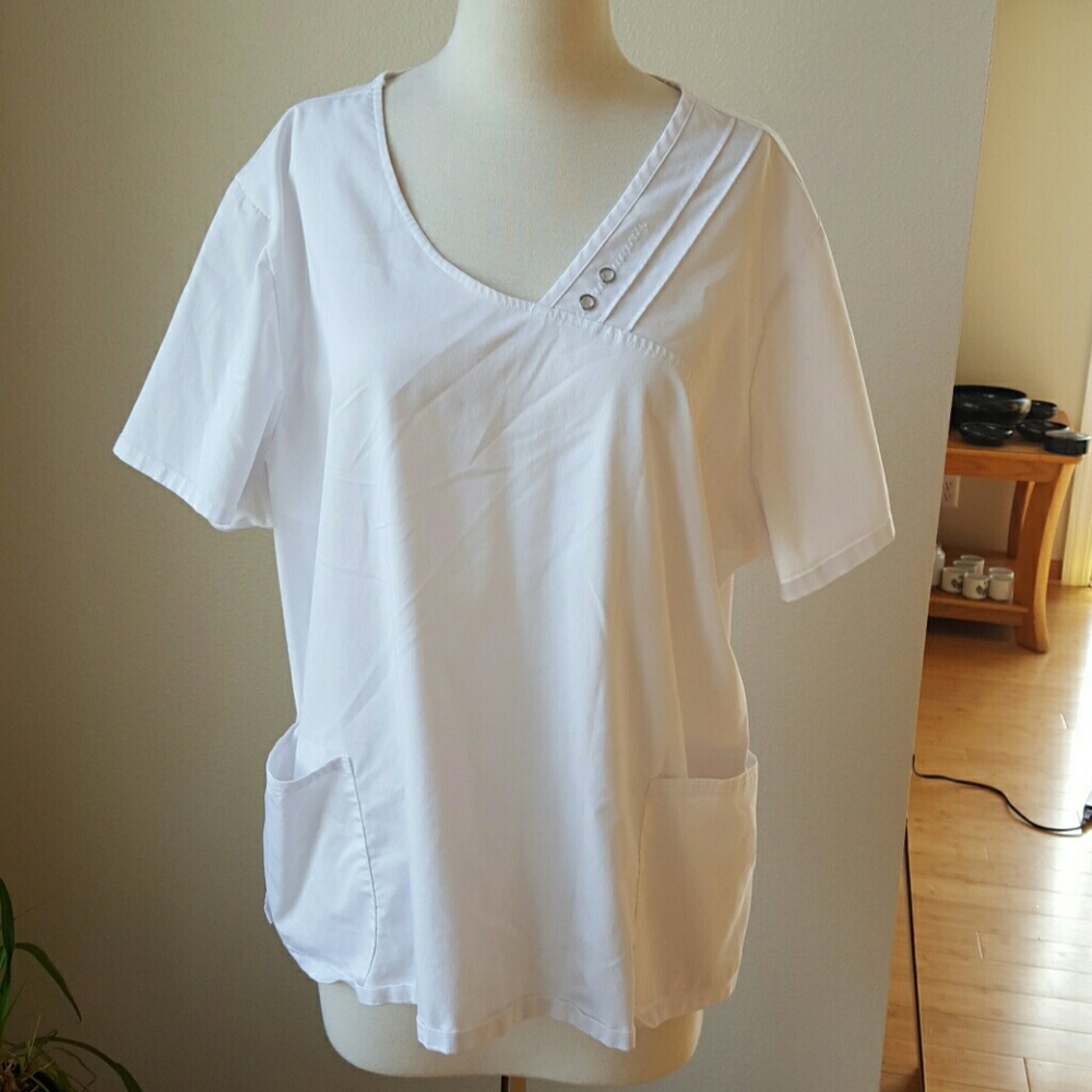 2 Cherokee White Scrub Tops