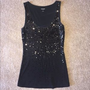 Express black sequined tank top