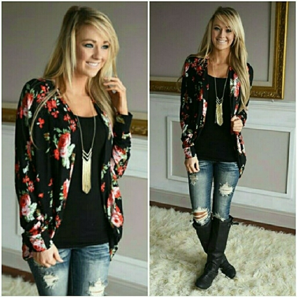 •Flash Sale• Floral Print Cardigan - Picture 3 of 5