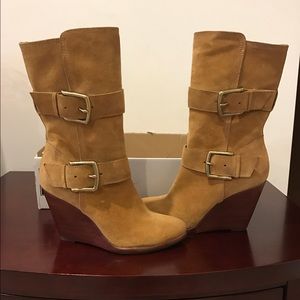 New FRYE suede wedge booties