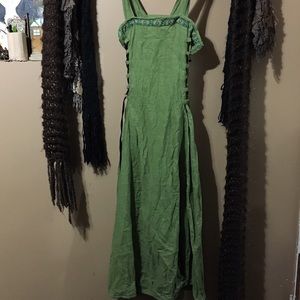 Green Linen (Viking, Norse-inspired) Apron Dress