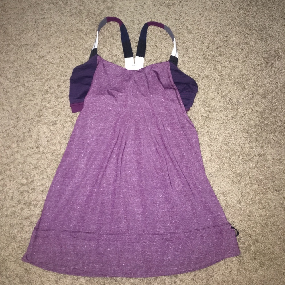 Lululemon Striped Maroon Tank with Bra (size 6)