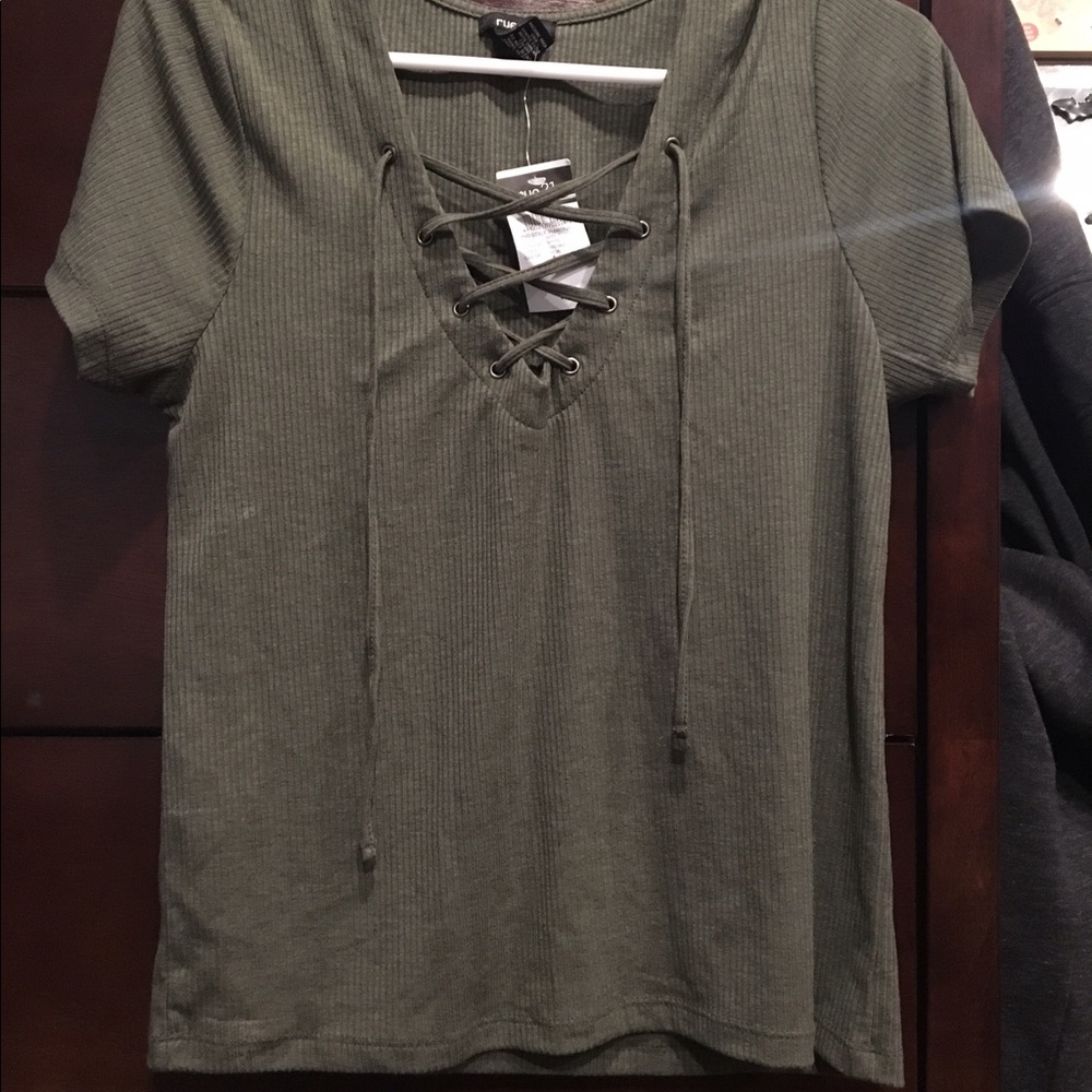 Laced Up Olive Rue 21 Crop Top