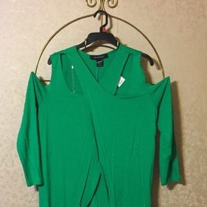 Ashley Stewart cold shoulder, lap front top.