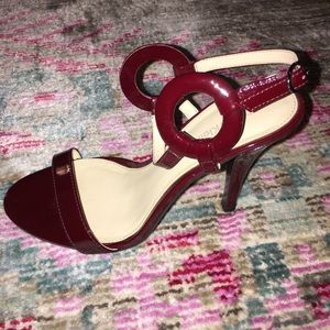 Calvin Klein high strapping heel.