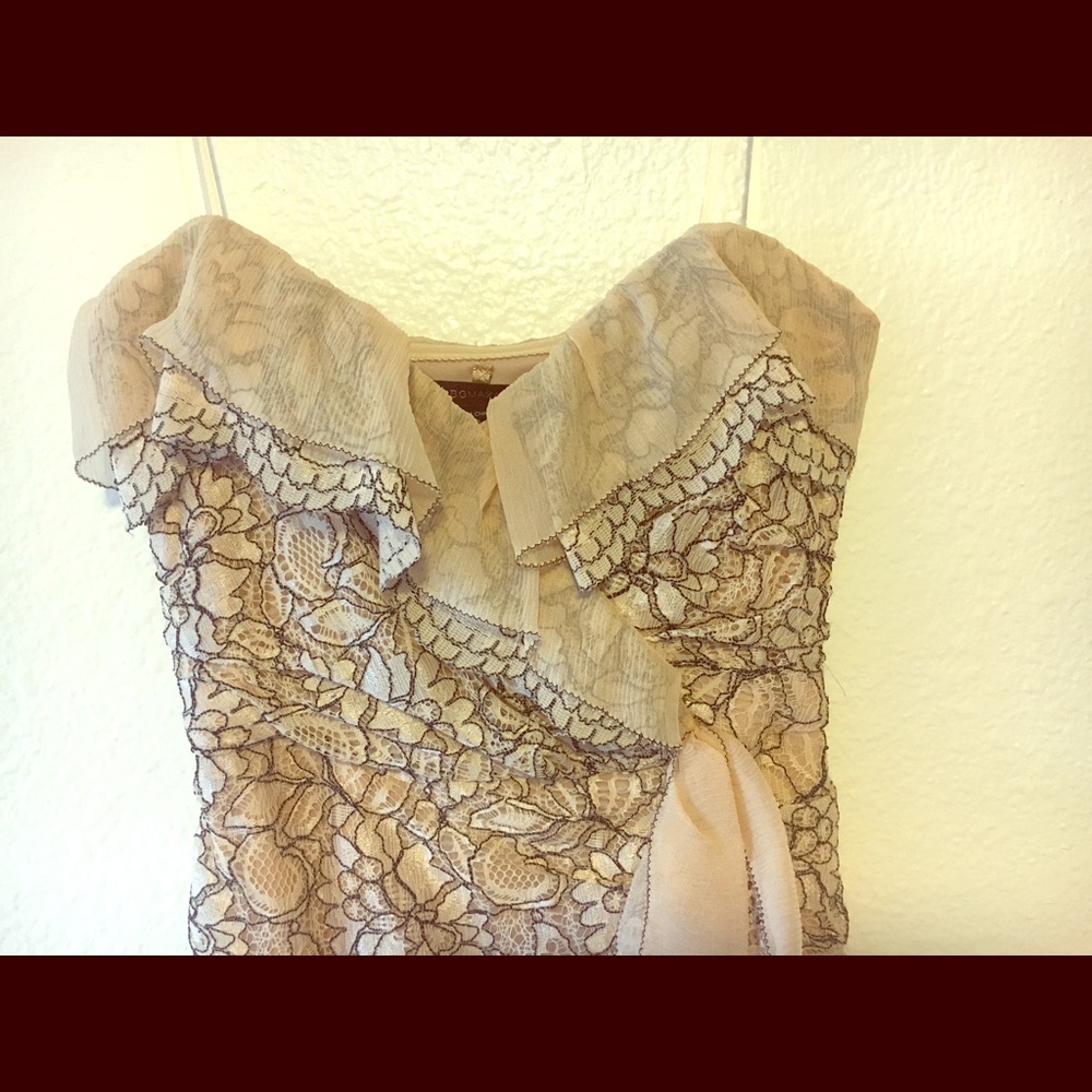 BCBG strapless lace cocktail prom dress. New. 0