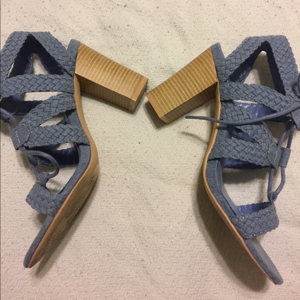 GORGEOUS lace up baby blue heels