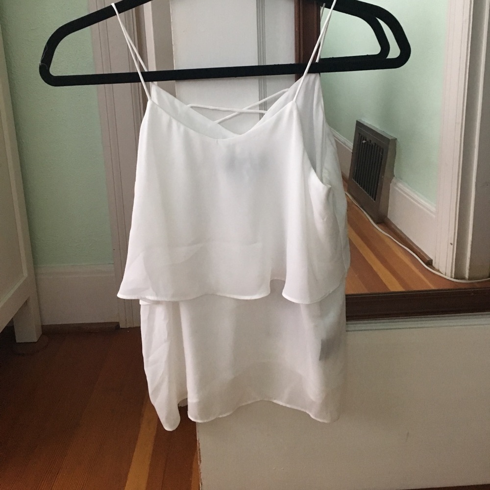 Flowy white chiffon tank top