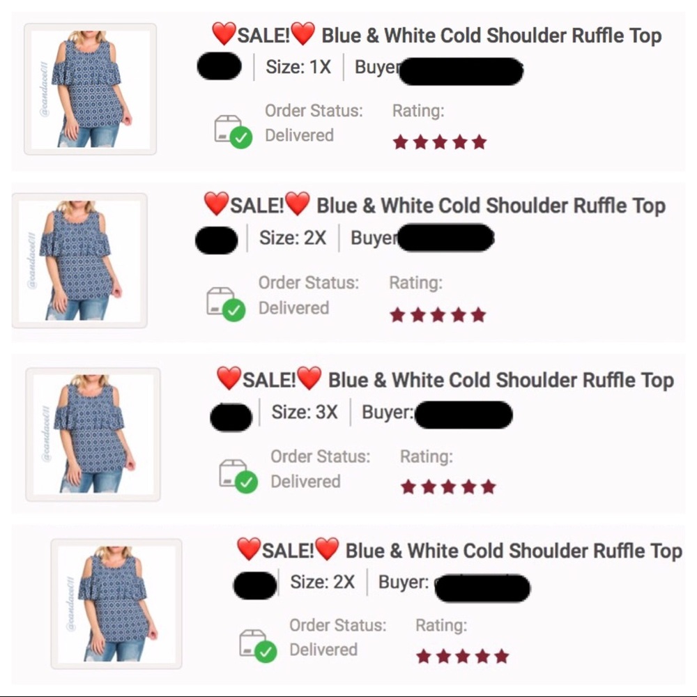 ⭐️LAST ONE⭐️ Blue & White Cold Shoulder Ruffle Top - Picture 8 of 8