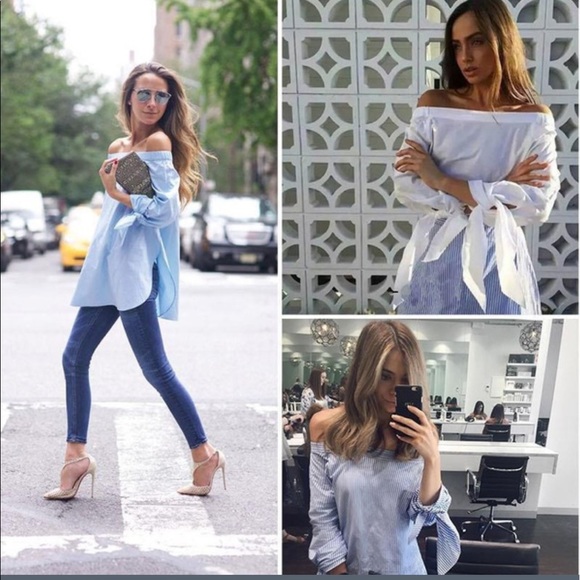 2FOR 30$LAST ONE✔️Baby blue off the shoulder top! - Picture 3 of 5