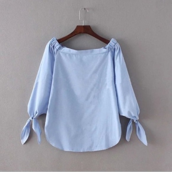 2FOR 30$LAST ONE✔️Baby blue off the shoulder top! - Picture 2 of 5