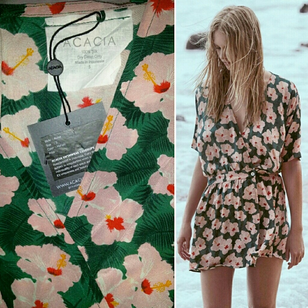 New acacia Rome wrap mini dress mahalo swimwear S