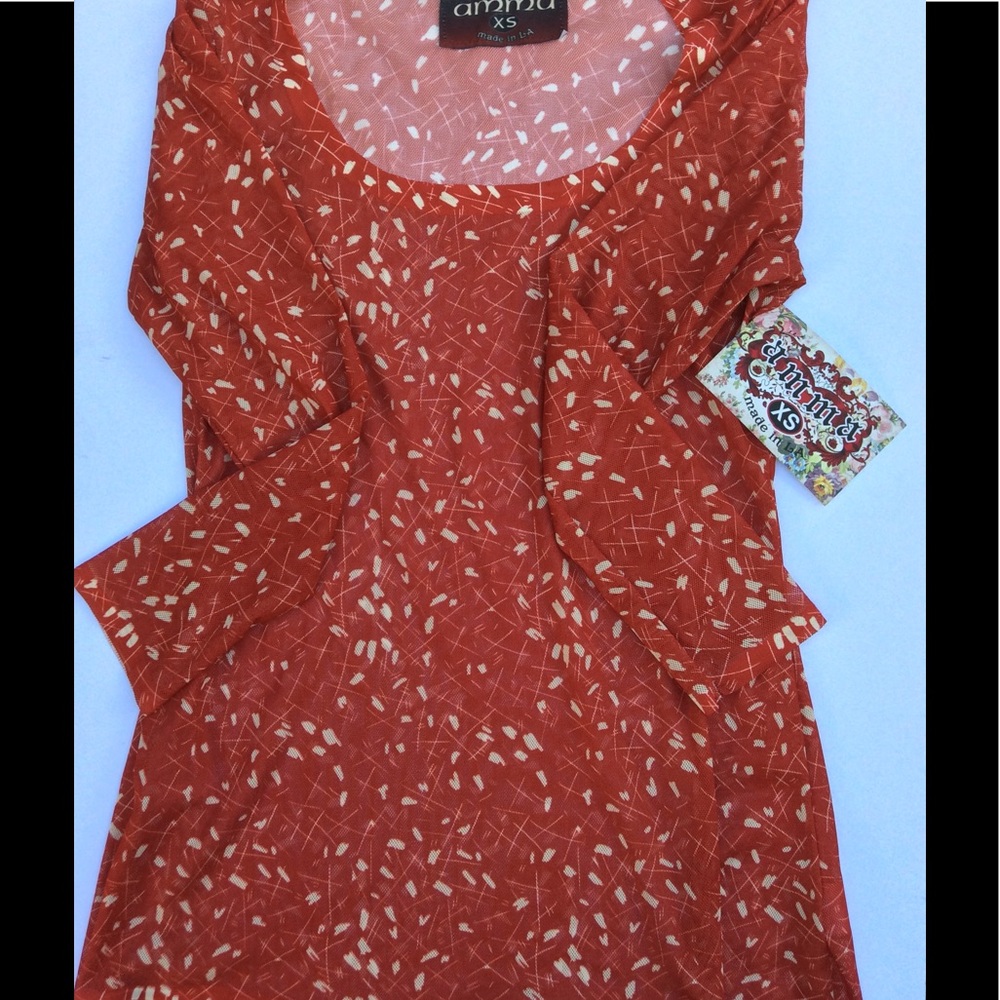 NWT WOMENS RED SHEER LONG SLEEVE T SHIRT XS - Picture 2 of 8
