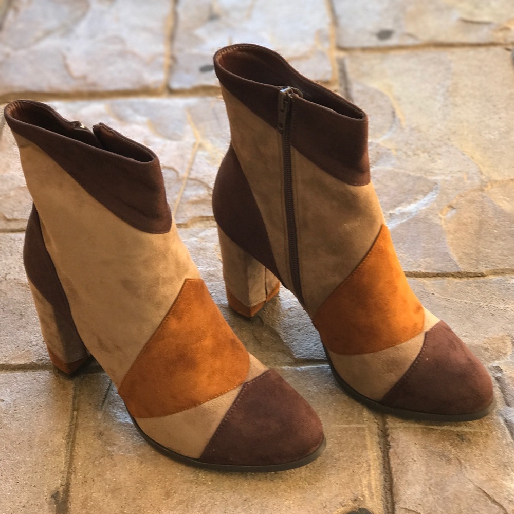 Soho Chic Patchwork Block Heel Tall Boots - Picture 3 of 6