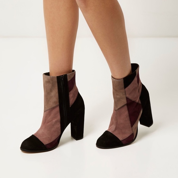 Soho Chic Patchwork Block Heel Tall Boots - Picture 2 of 6