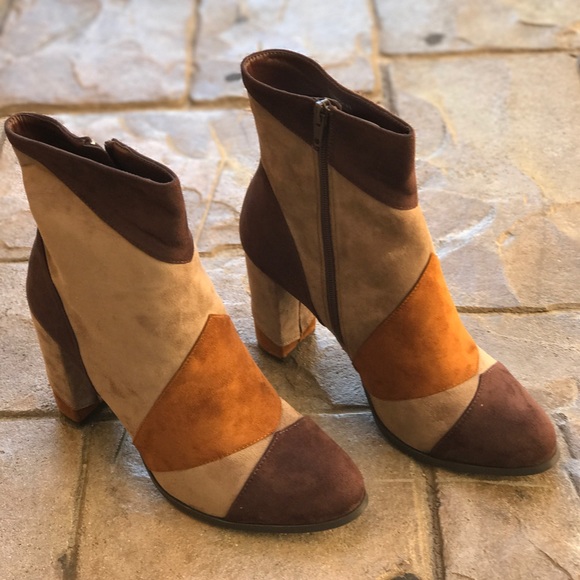 Soho Chic Patchwork Block Heel Tall Boots - Picture 3 of 6