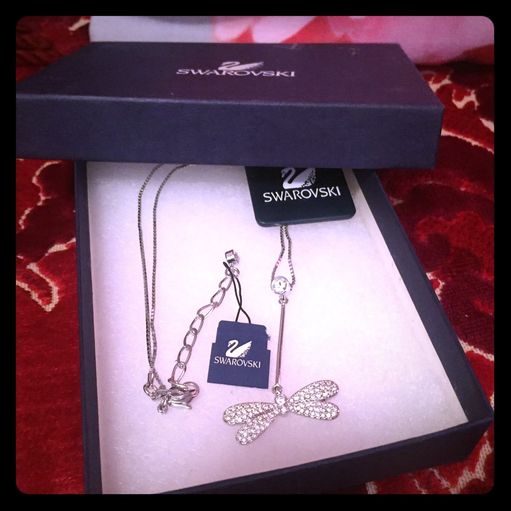 NWT Swarovski dragonfly necklace