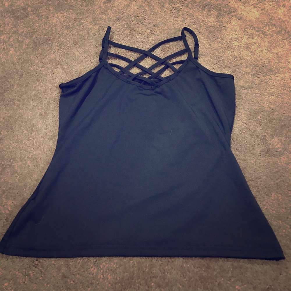 Black criss cross tank NWOT