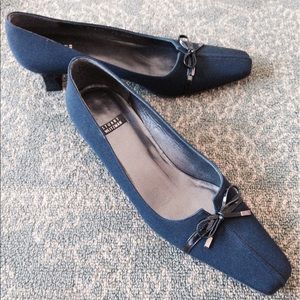 Stuart Weitzman Navy loafers heels size 7 1/2