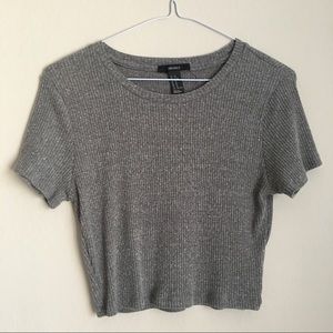 Gray Ribbed Crop Top