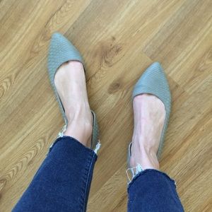 Grey snake skin ballet flats