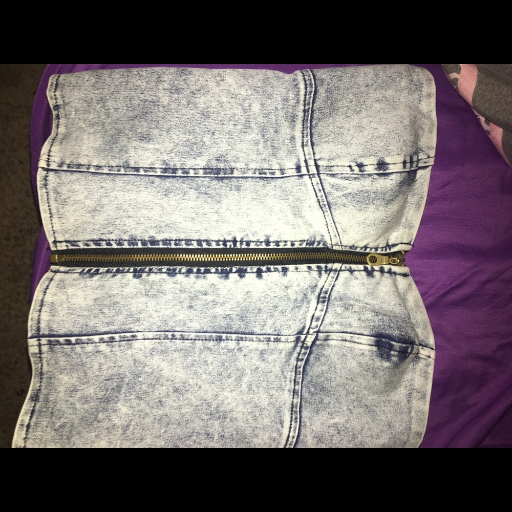 Acid wash zip up tube top