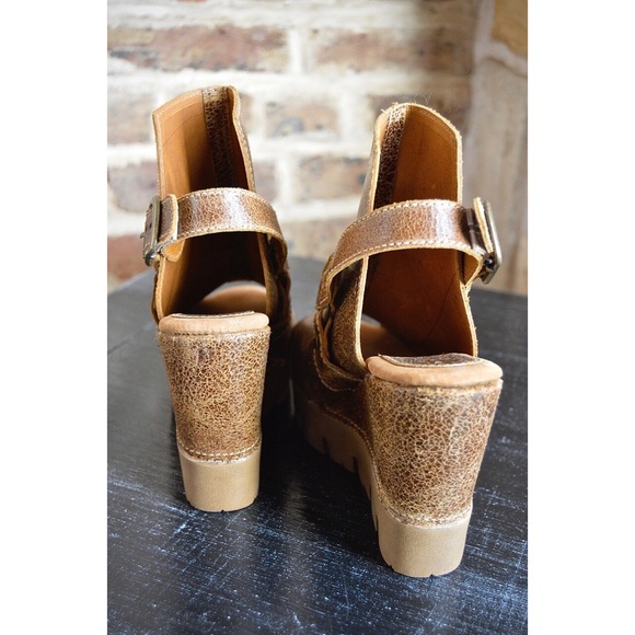 Distressed Harness Detail Peep Toe Wedge - Picture 4 of 7