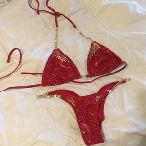 NPC IFBB red competition bikini