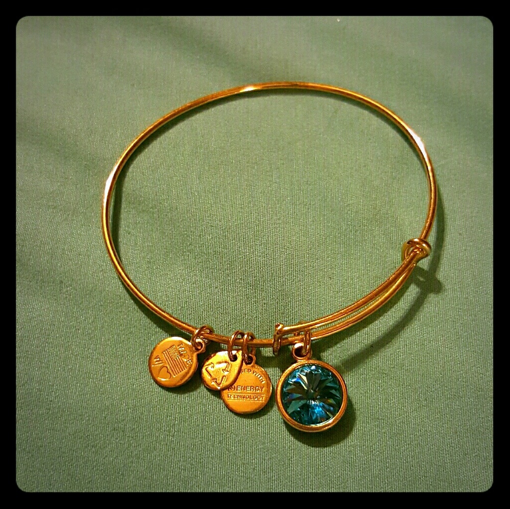 Alex & Ani blue topaz dangle