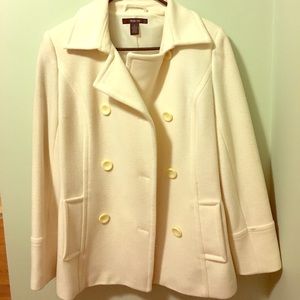 Cream pea-coat size small style and co