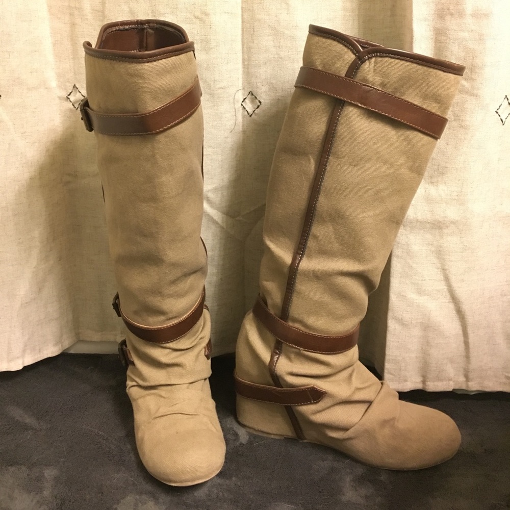 Aldo Canvas Wedge Boots