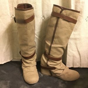 Aldo Canvas Wedge Boots
