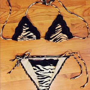 Victoria's Secret tiger print and lace bikini, XS