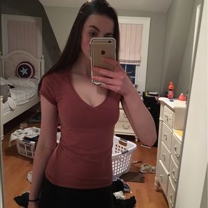 Wet Seal Pink V Neck Tee