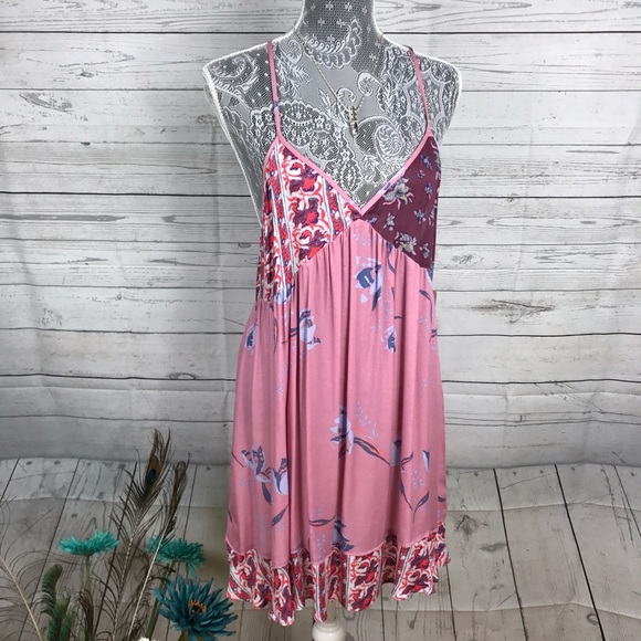 NWT Free People Floral Slip Dress Pink - Picture 1 of 8