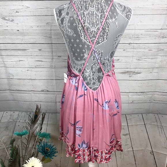 NWT Free People Floral Slip Dress Pink - Picture 3 of 8
