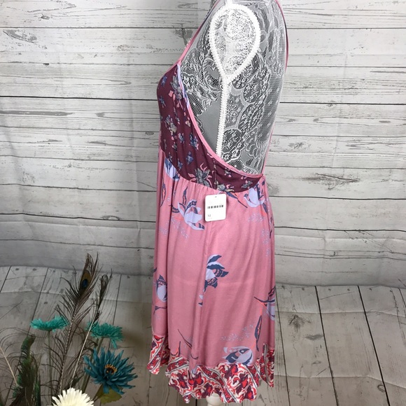 NWT Free People Floral Slip Dress Pink - Picture 5 of 8