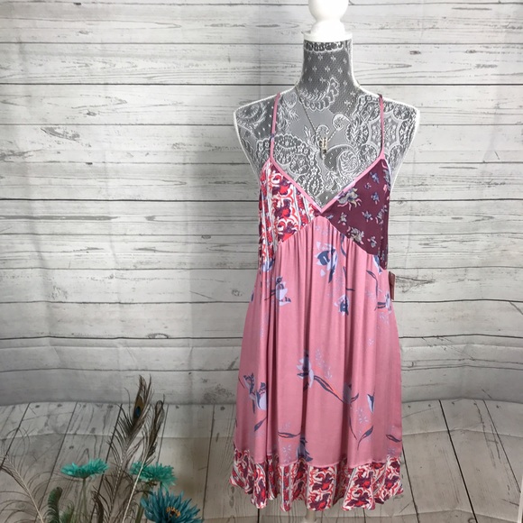 NWT Free People Floral Slip Dress Pink - Picture 4 of 8