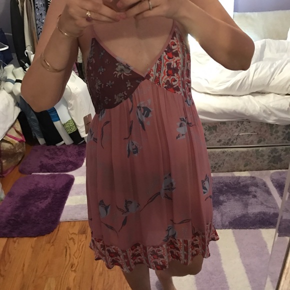 NWT Free People Floral Slip Dress Pink - Picture 2 of 8
