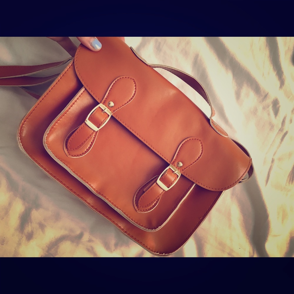 Faux leather satchel