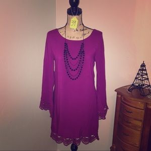 Peppermint Fuschia tunic dress lace crochet