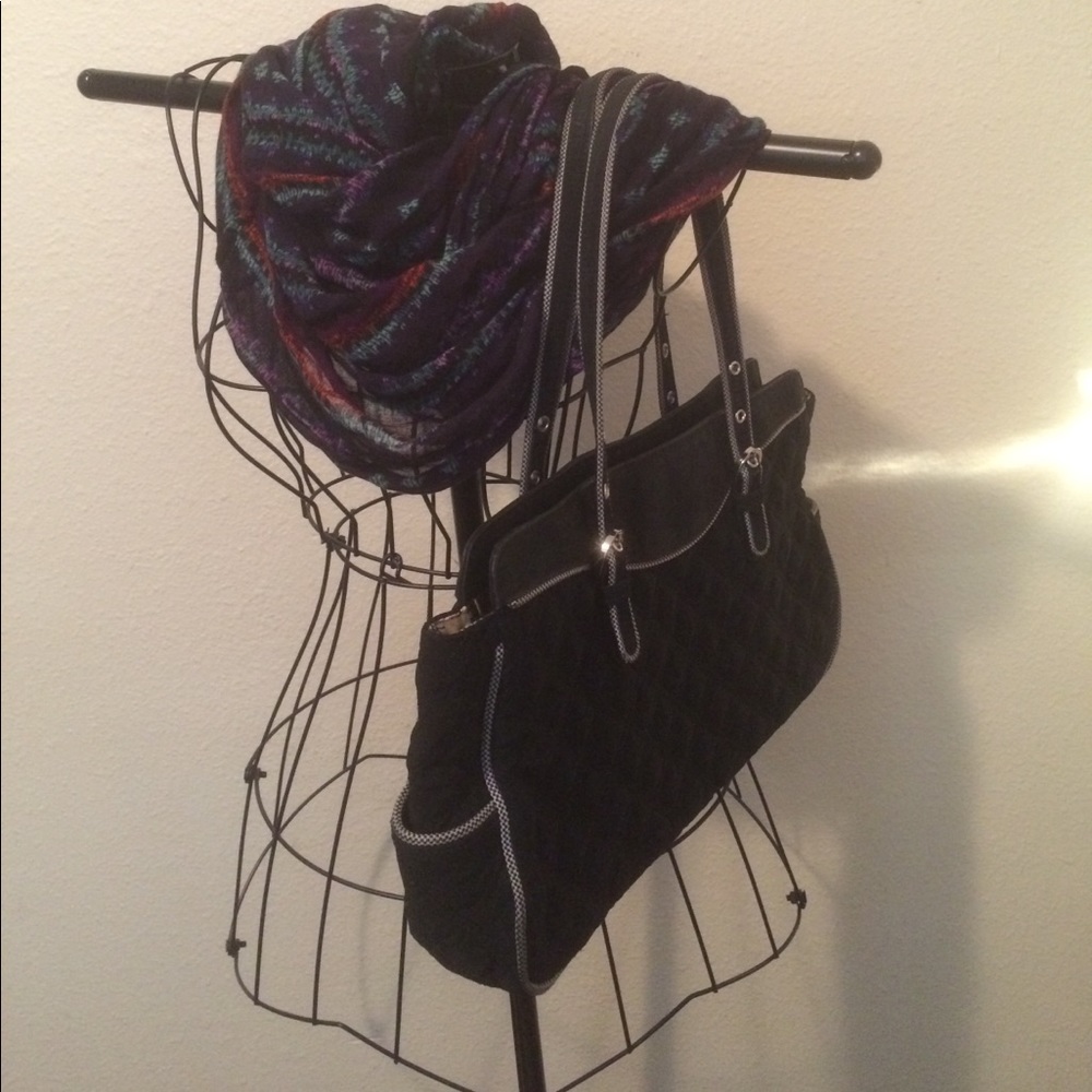 VERA BRADLEY Black Spring Satchel Purse