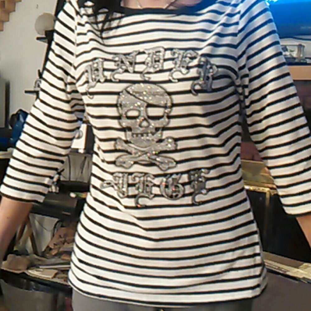 INC glitter pirate striped shirt