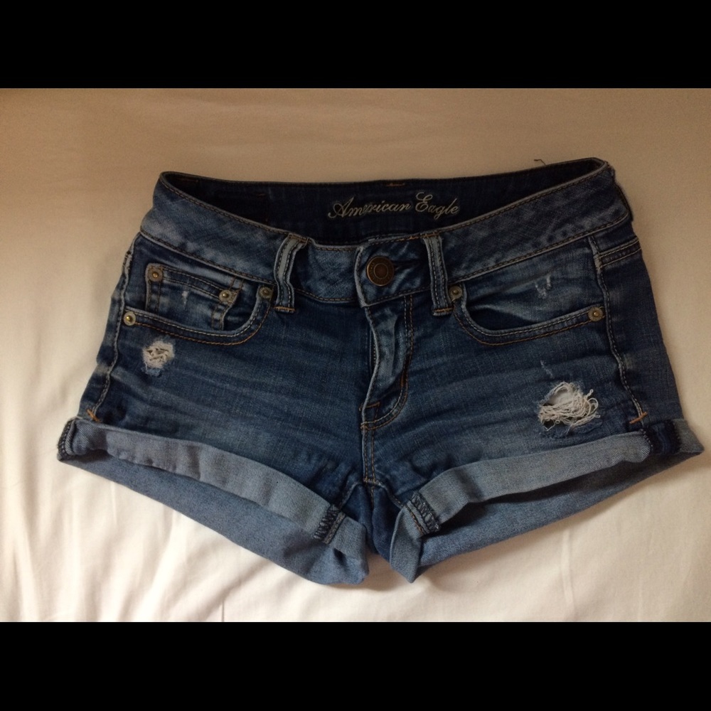 stretchy jean aeo shorts