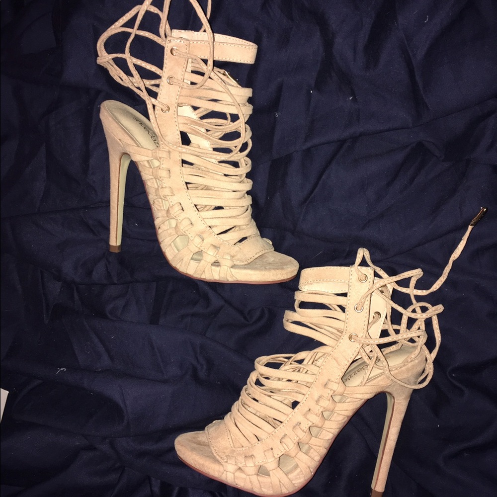 Dusty pink strappy heels