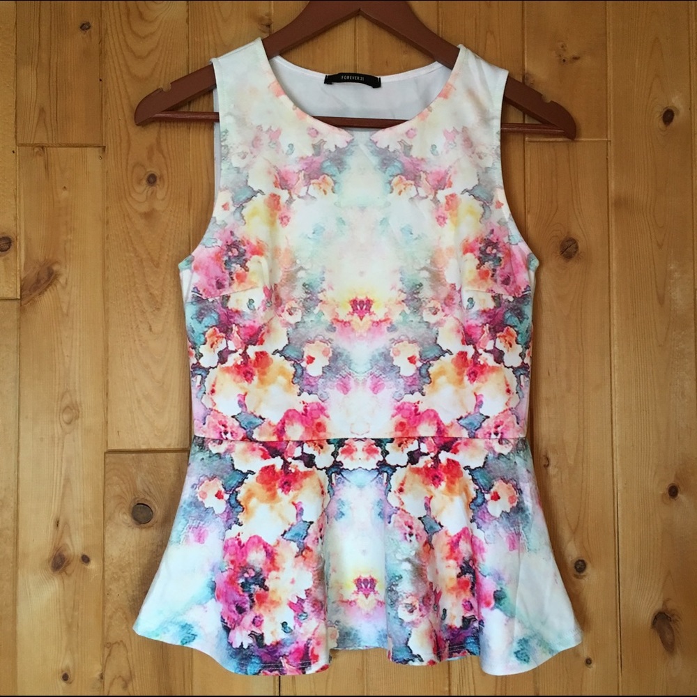 Watercolor Peplum Top