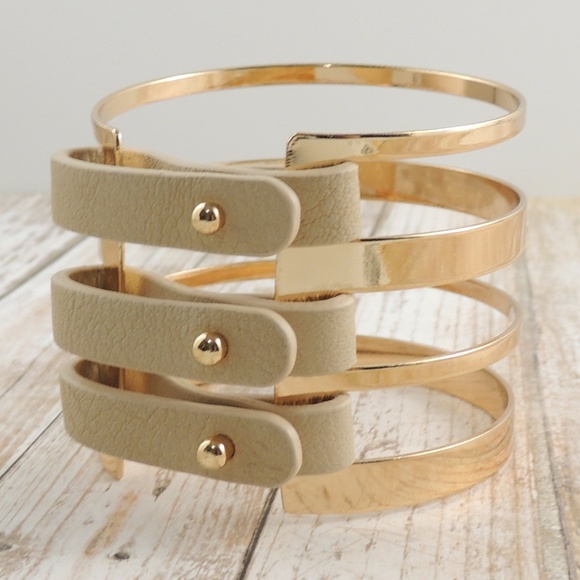 Triple Leather Strap Cuff - Picture 6 of 6