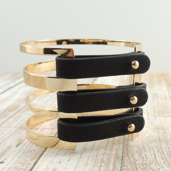 Triple Leather Strap Cuff - Picture 4 of 6