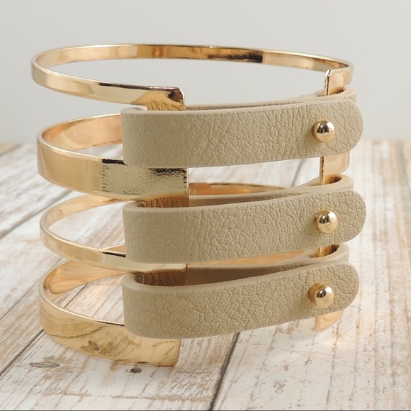 Jewelry - Triple Leather Strap Cuff