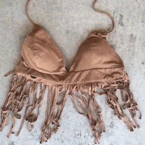 Brown fringe top